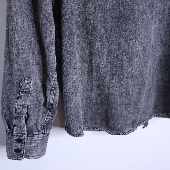 LEVI'S Relaxed Fit Denim Shirt Black Acid Wash Button Up Long Sleeve Men's XL - Picture 7 of 10
